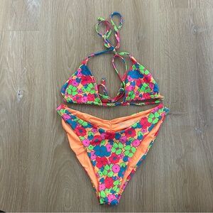 Frankie’s Bikinis Bikini Set Floral Size Extra Large Top/Medium Bottom